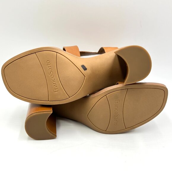 Franco Sarto Womens Size 11 Brown Leather Block Heels Sandals Shoes - Picture 9 of 14